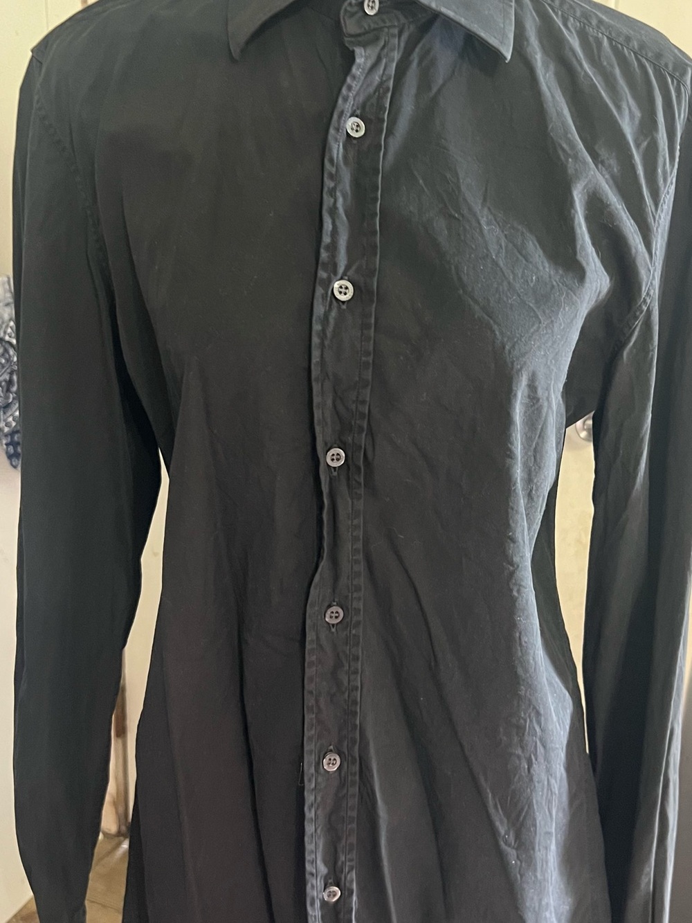 Gucci Black Long-Sleeve Button-Up Dress Shirt